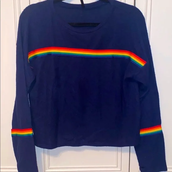 NWOT Revelation Rainbow Stripe Long Sleeve Shirt Size L - Picture 1 of 4